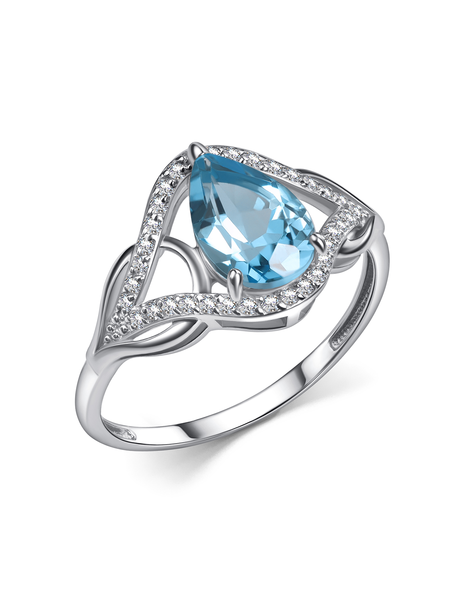 Кольцо из золота со вставками: топаз свисс, фианит